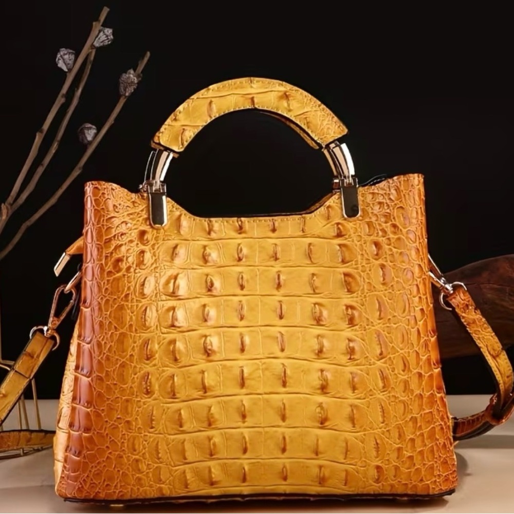 Gold Crocodile Satchel NWT - Picture 4 of 7